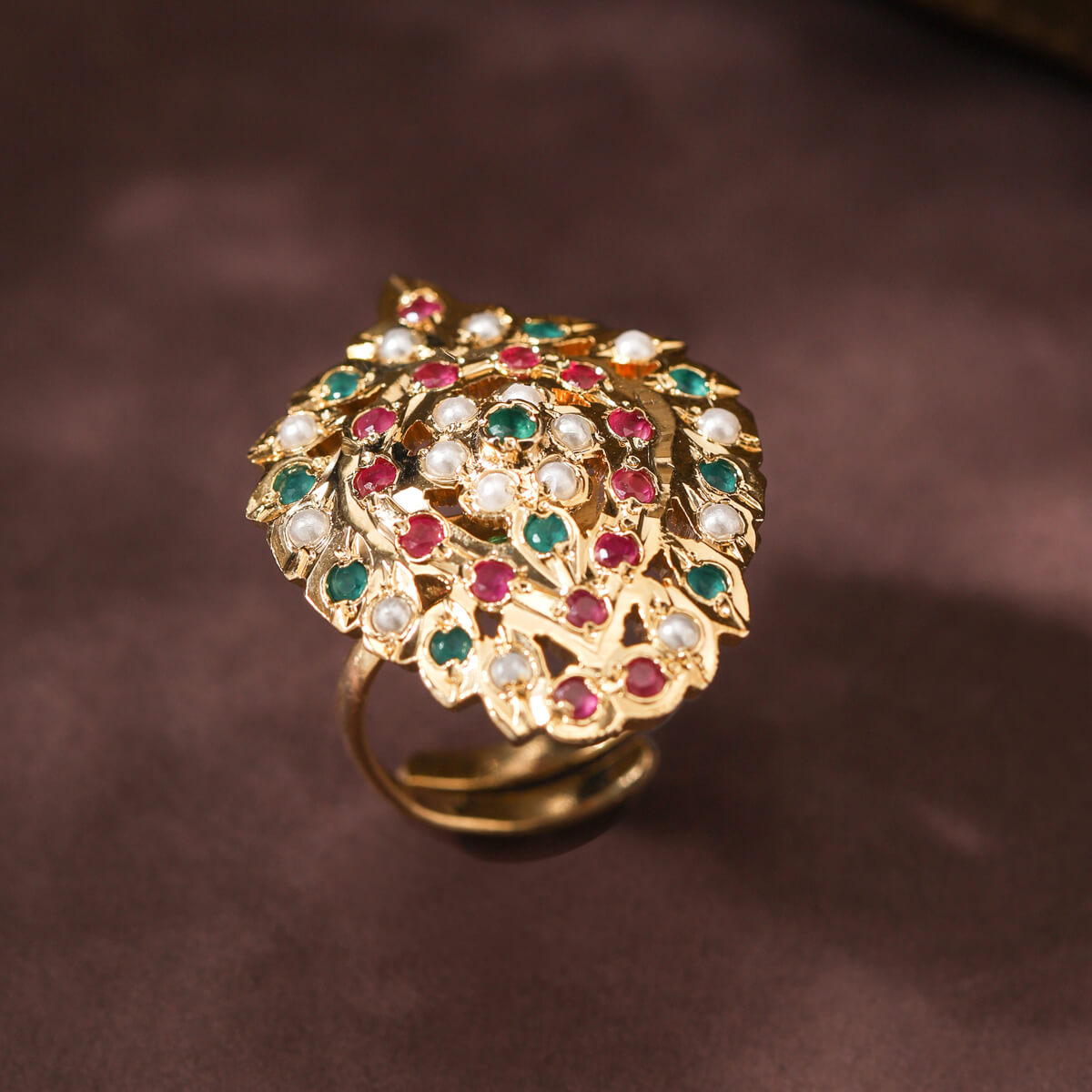 GOLD PLATED MARQUISE SHAPE RING