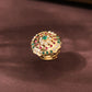 GOLD PLATED JADAU GREEN RING