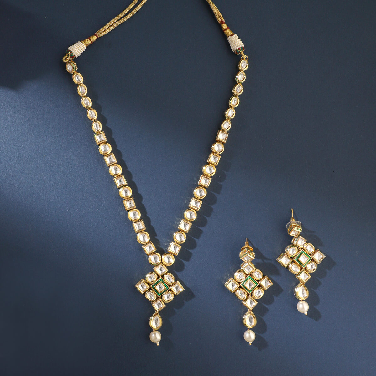 Kundan Set With Green Enamel