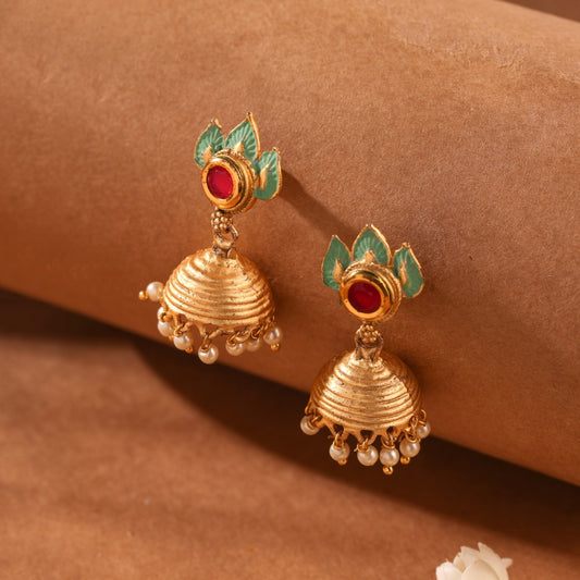 Gold Tinted Leafy Jhumki