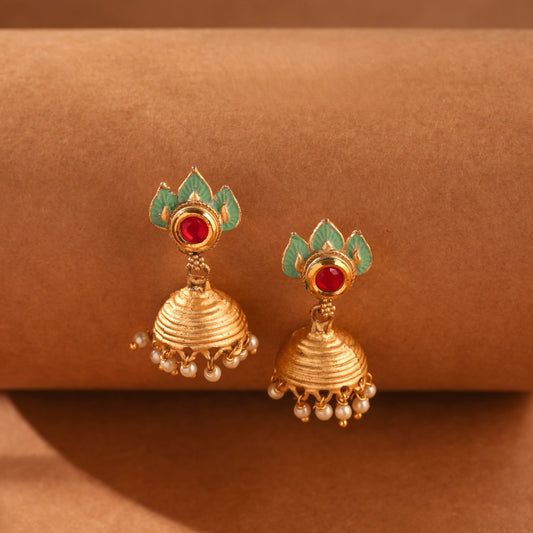 Gold Tinted Leafy Jhumki