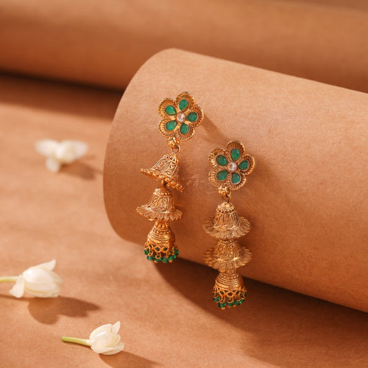 Verdant Floral Jhumki