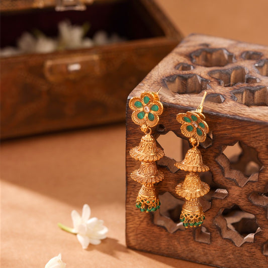 Verdant Floral Jhumki